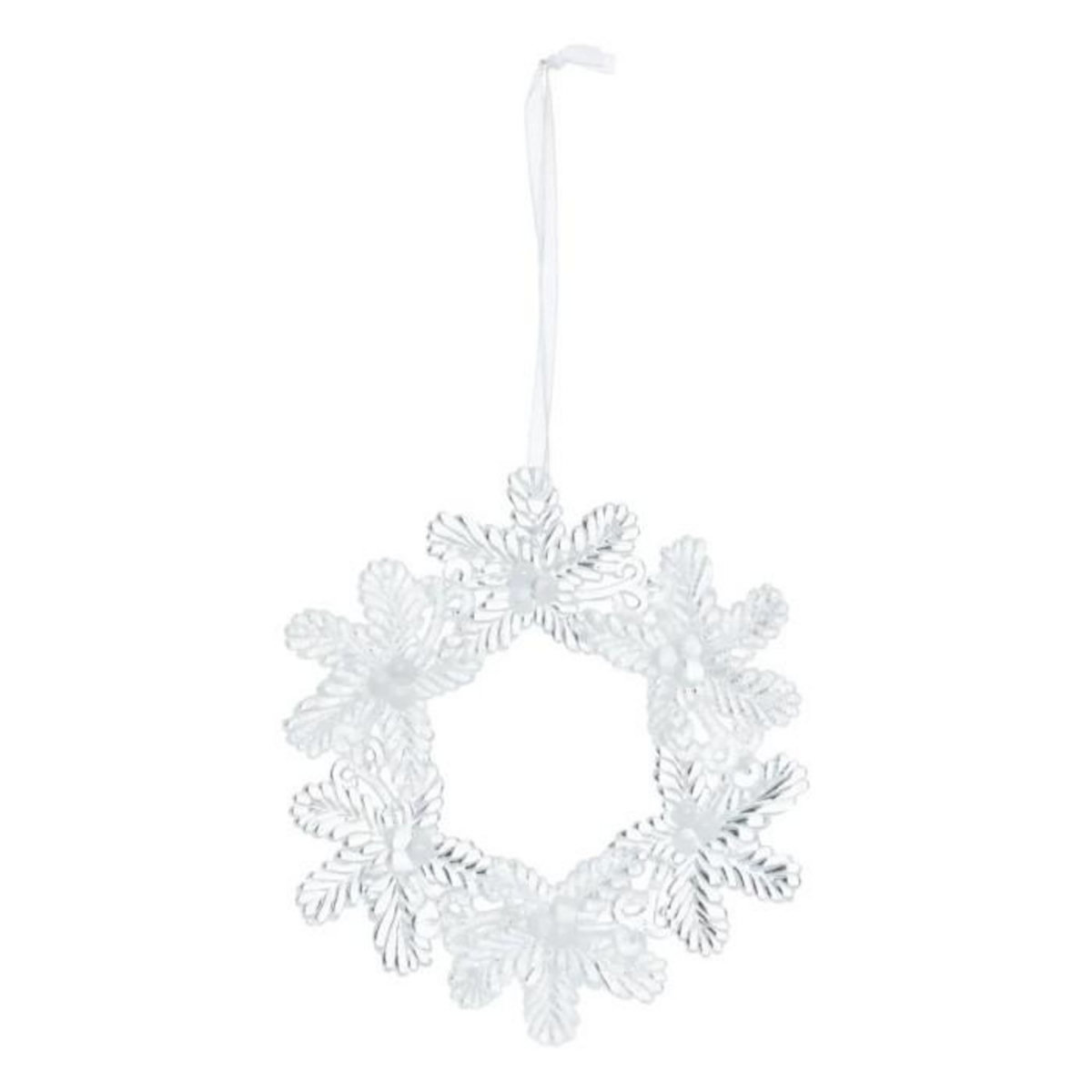 ATMOSPHERA Sujet de Noël Couronne de Fleur  Perle  10cm Transparent