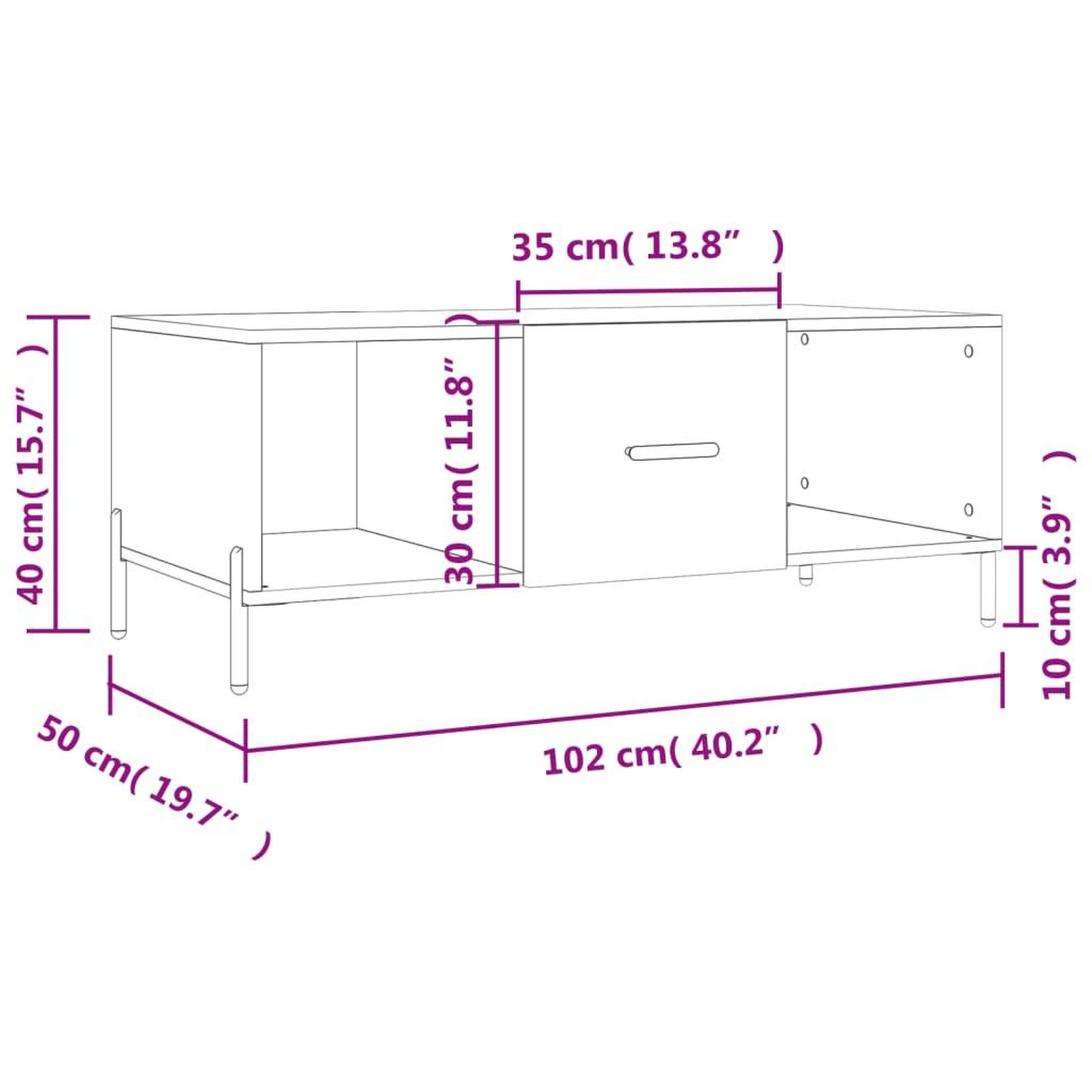 Voir la diapositive 6 : VIDAXL Table basse blanc 102x50x40 cm bois d'ingenierie