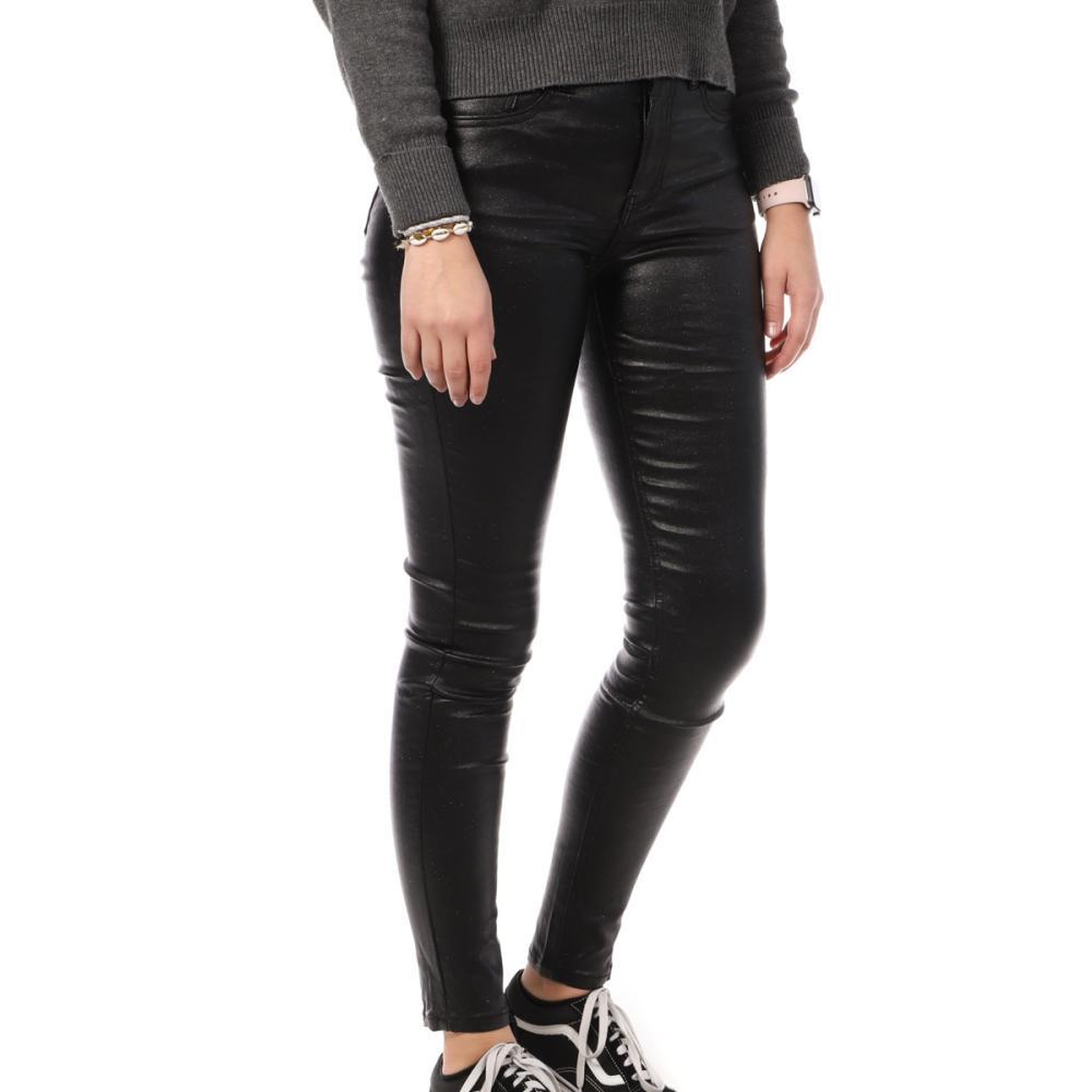 MONDAY PREMIUM Pantalon skinny enduit  Monday Premium Paillettes. Coloris disponibles : Noir