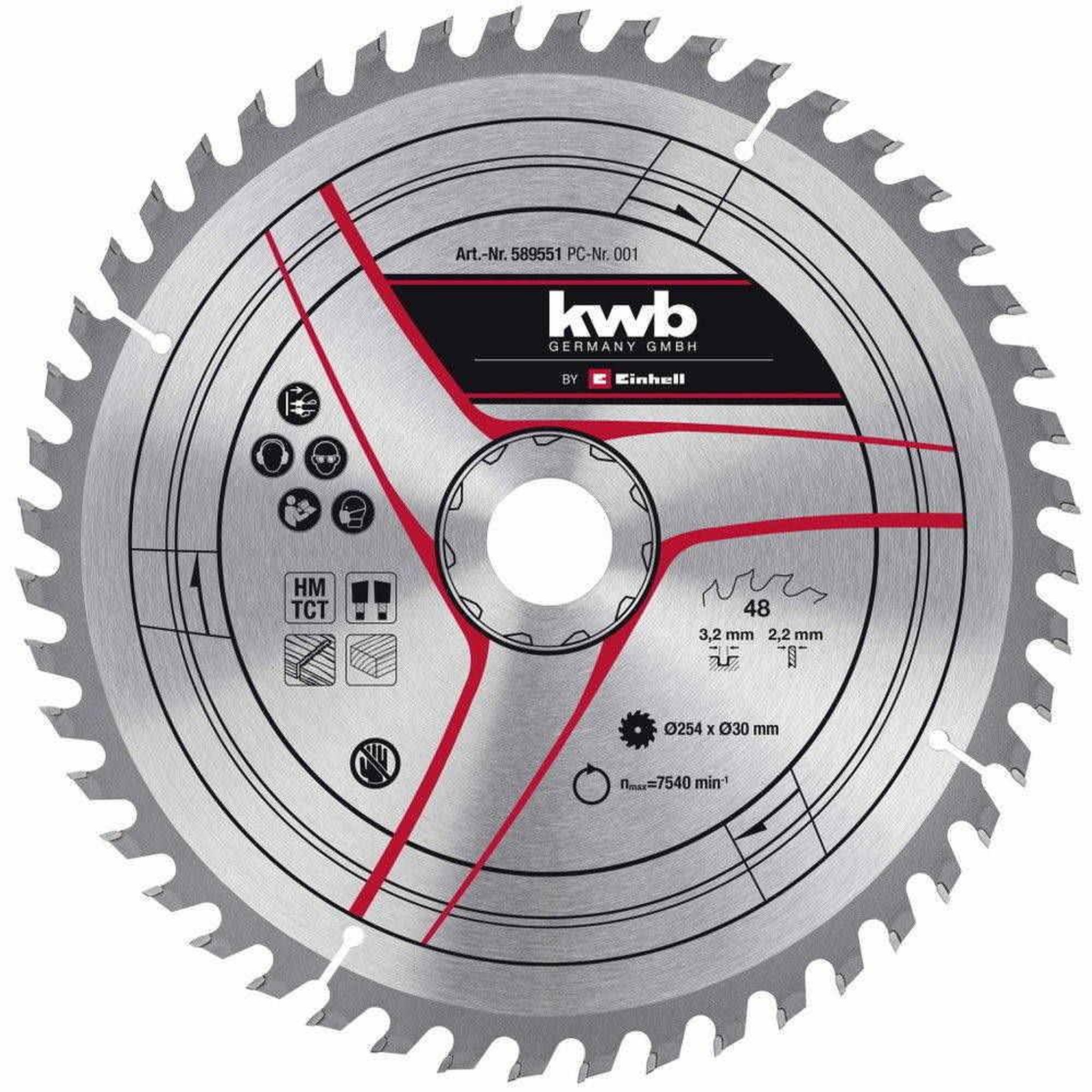 KWB Lame pour scie sur table diamètre 254x30x 3,2 mm, 48 dents