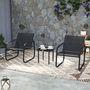 Voir la diapositive 2 : OUTSUNNY Ensemble bistrot de jardin relax 2 personnes 3 pièces plateau verre trempé acier textilène noir