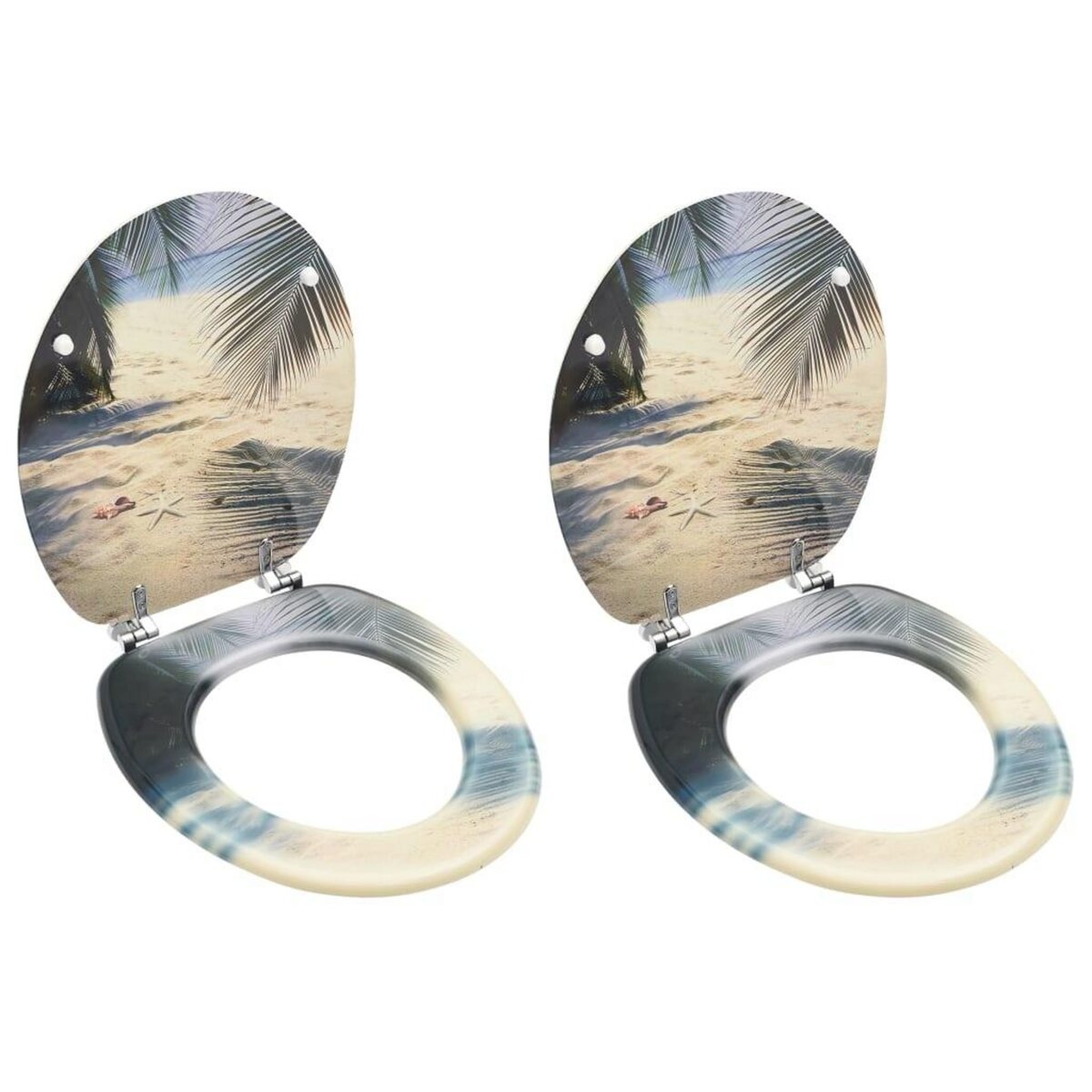 VIDAXL Sieges de toilette avec couvercle 2 pcs MDF Design de plage