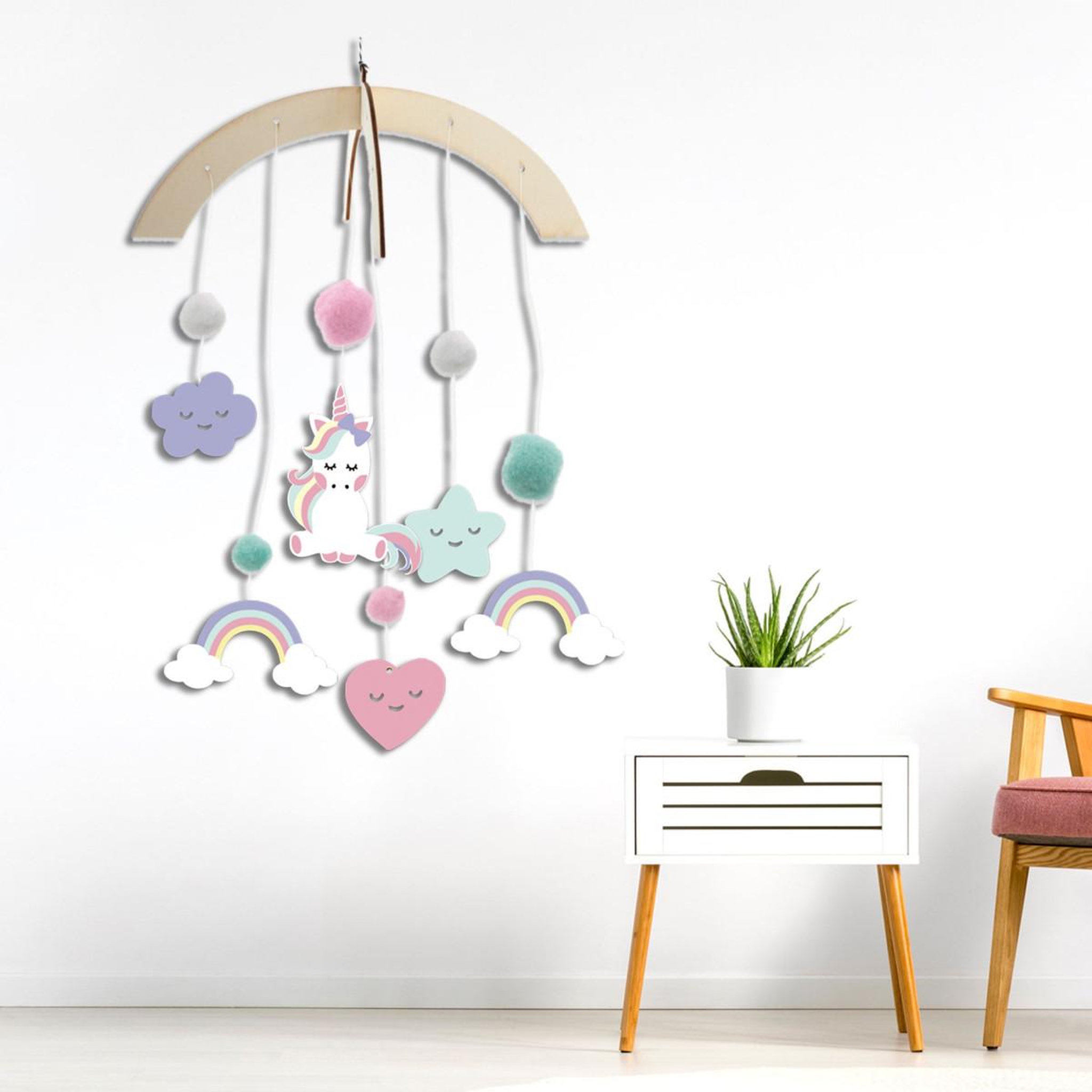 Voir la diapositive 3 : HOMEA Kit Mobile Enfant Bois  Licorne  27cm Naturel