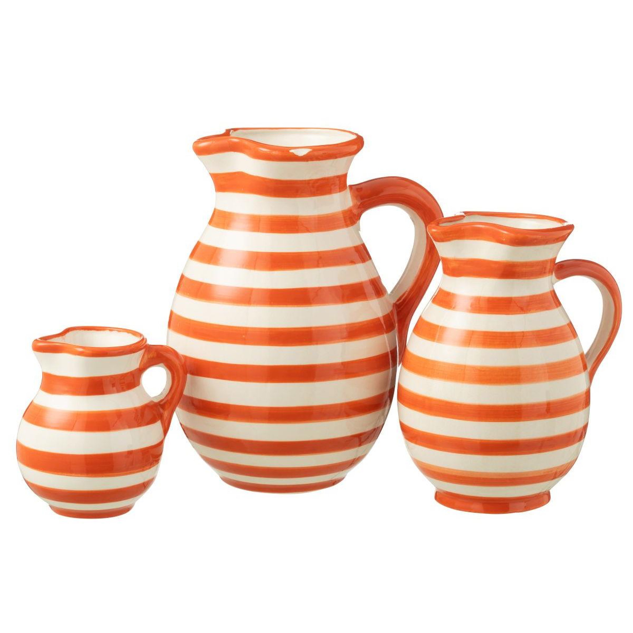 Voir la diapositive 2 : J-LINE Pichet en céramique  granada rayure  3,3l orange