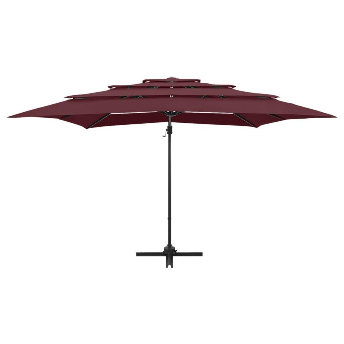 VIDAXL Parasol de jardin a 4 niveaux mat en aluminium rouge bordeaux