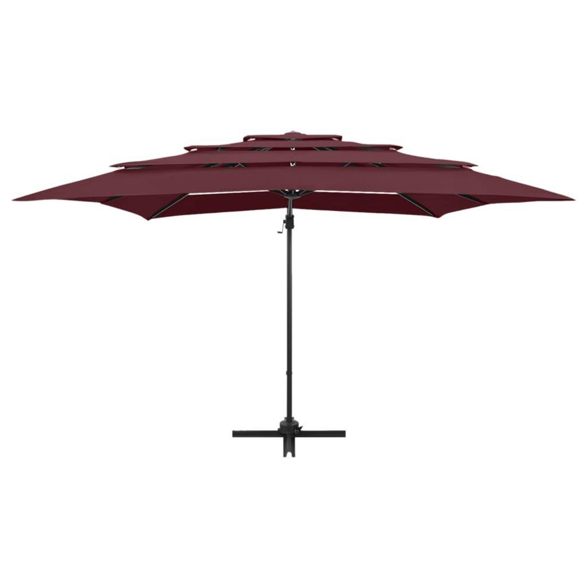 VIDAXL Parasol de jardin a 4 niveaux mat en aluminium rouge bordeaux