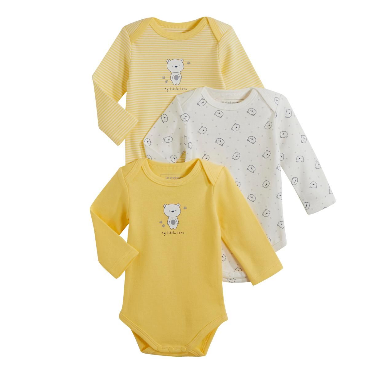 IN EXTENSO Lot de 3 bodies manches longues bébé garçon