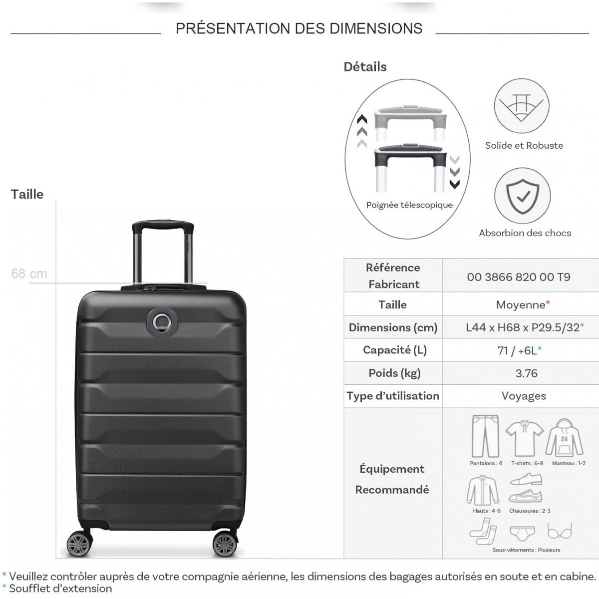 Delsey Valise rigide Air Armour TSA polycarbonate 68cm
