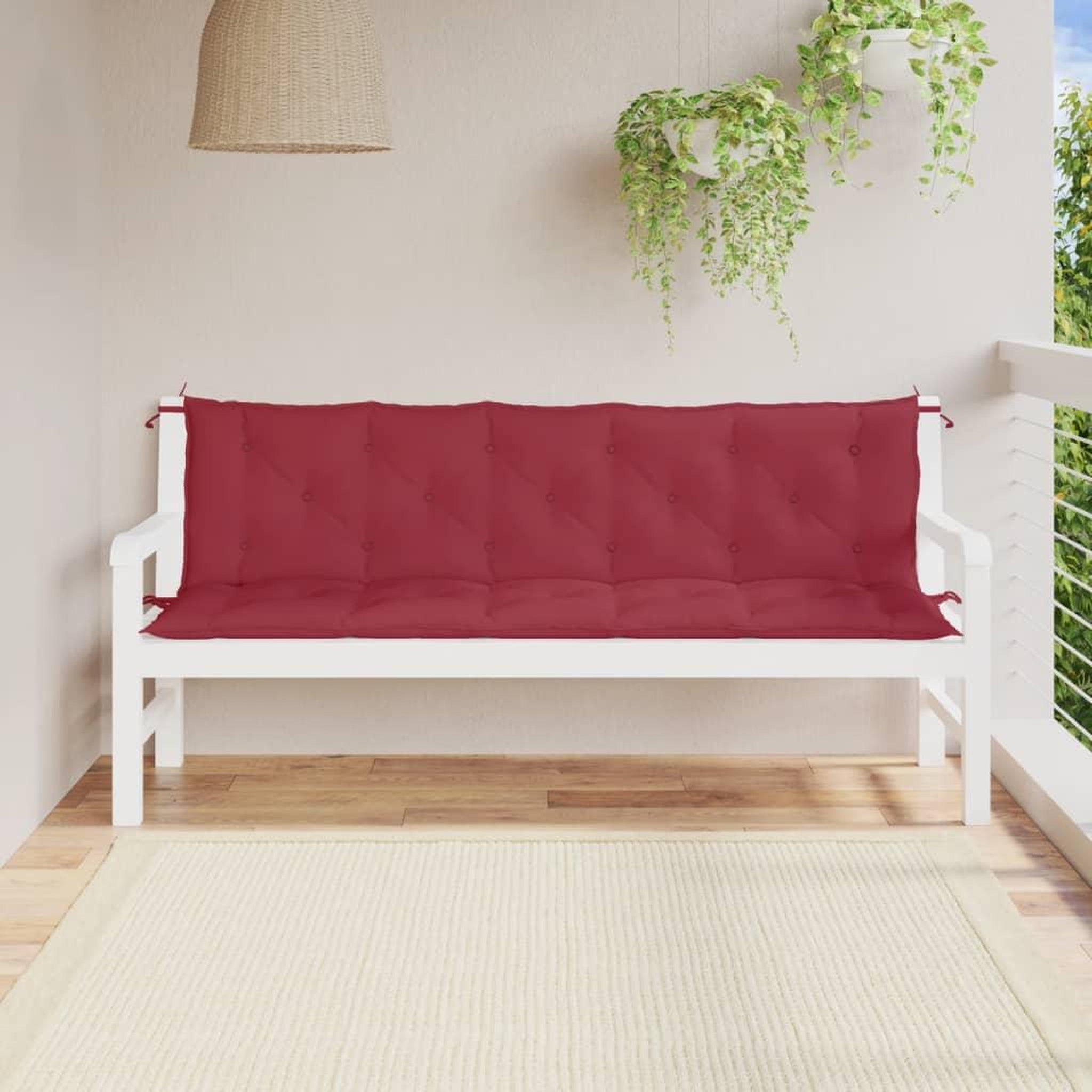VIDAXL Coussins de banc de jardin lot de 2 rouge bordeaux tissu Oxford