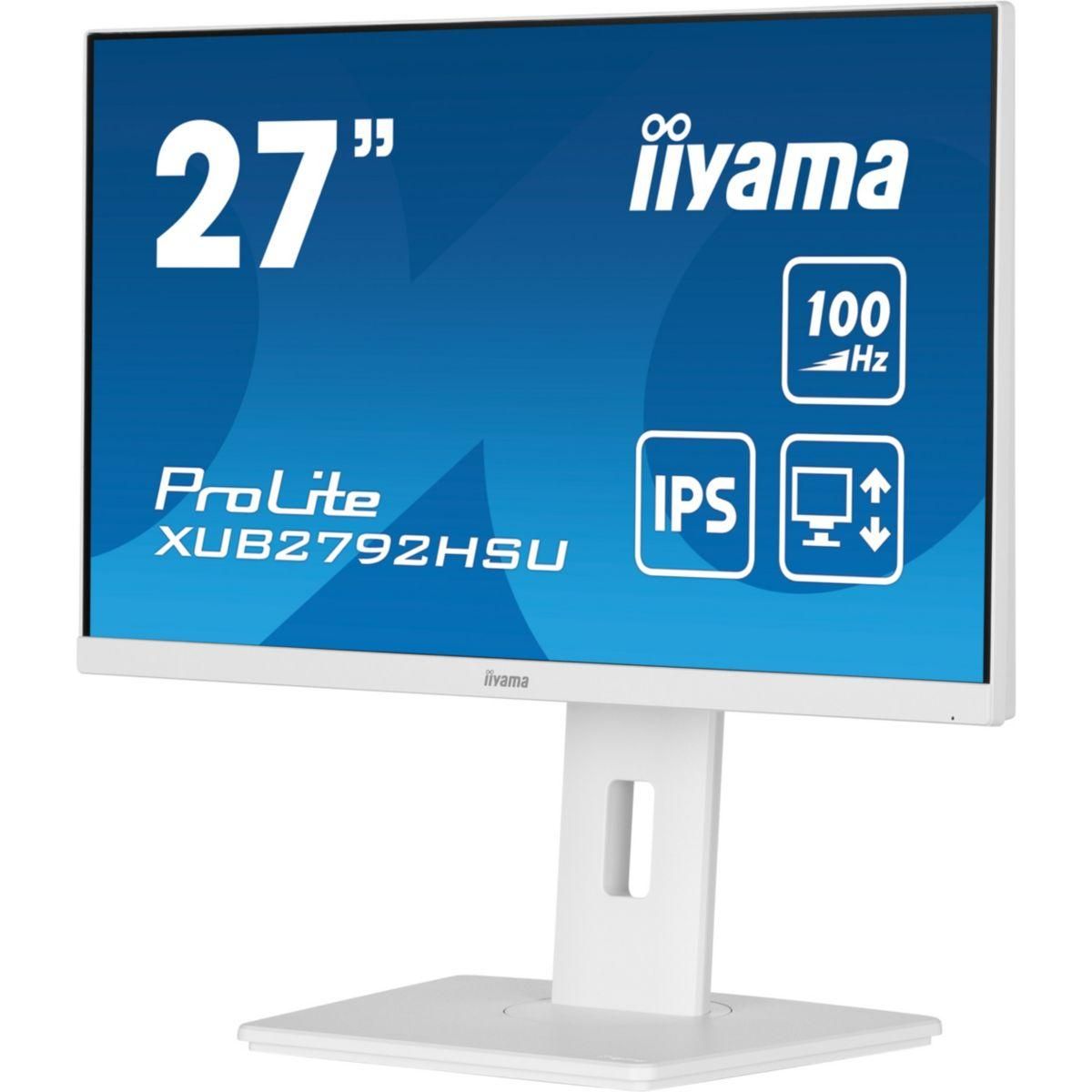 Iiyama Ecran PC PROLITE XUB2792HSU-W6 27''Plat IPS Blanc