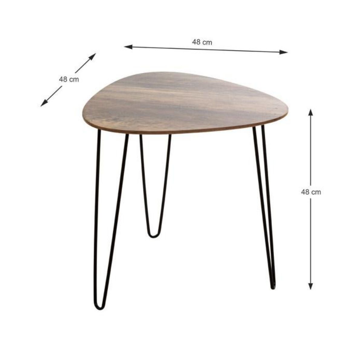 Paris Prix Table d'Appoint Design  Ricio  48cm Noir & Chêne