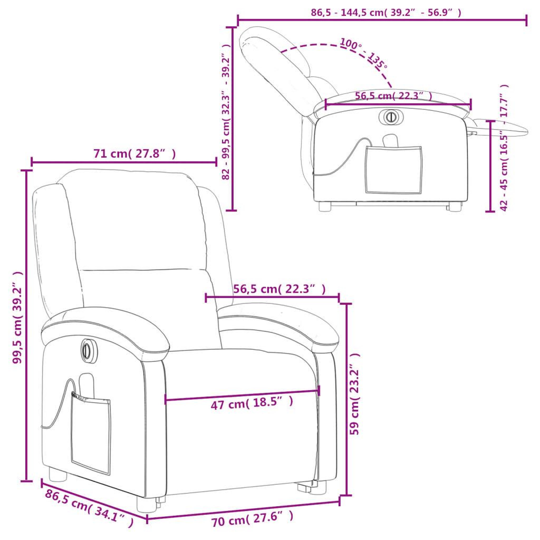 Voir la diapositive 6 : VIDAXL Fauteuil inclinable de massage electrique gris fonce velours