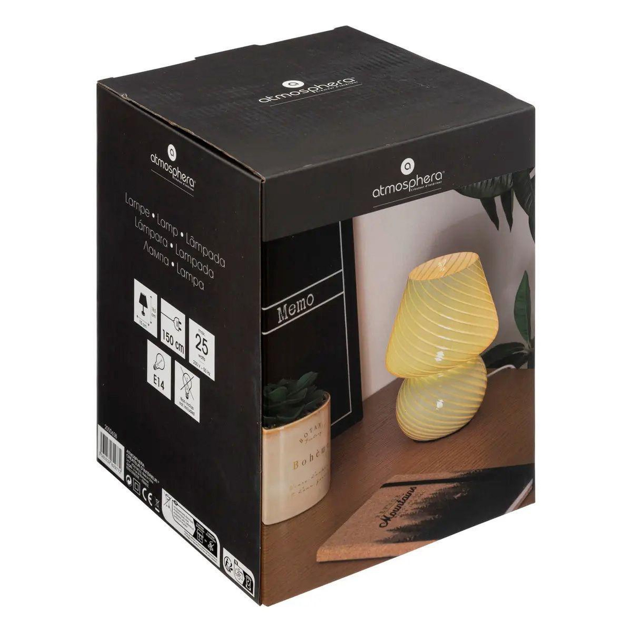 Voir la diapositive 5 : ATMOSPHERA Lampe à poser en verre  cara  18cm vert