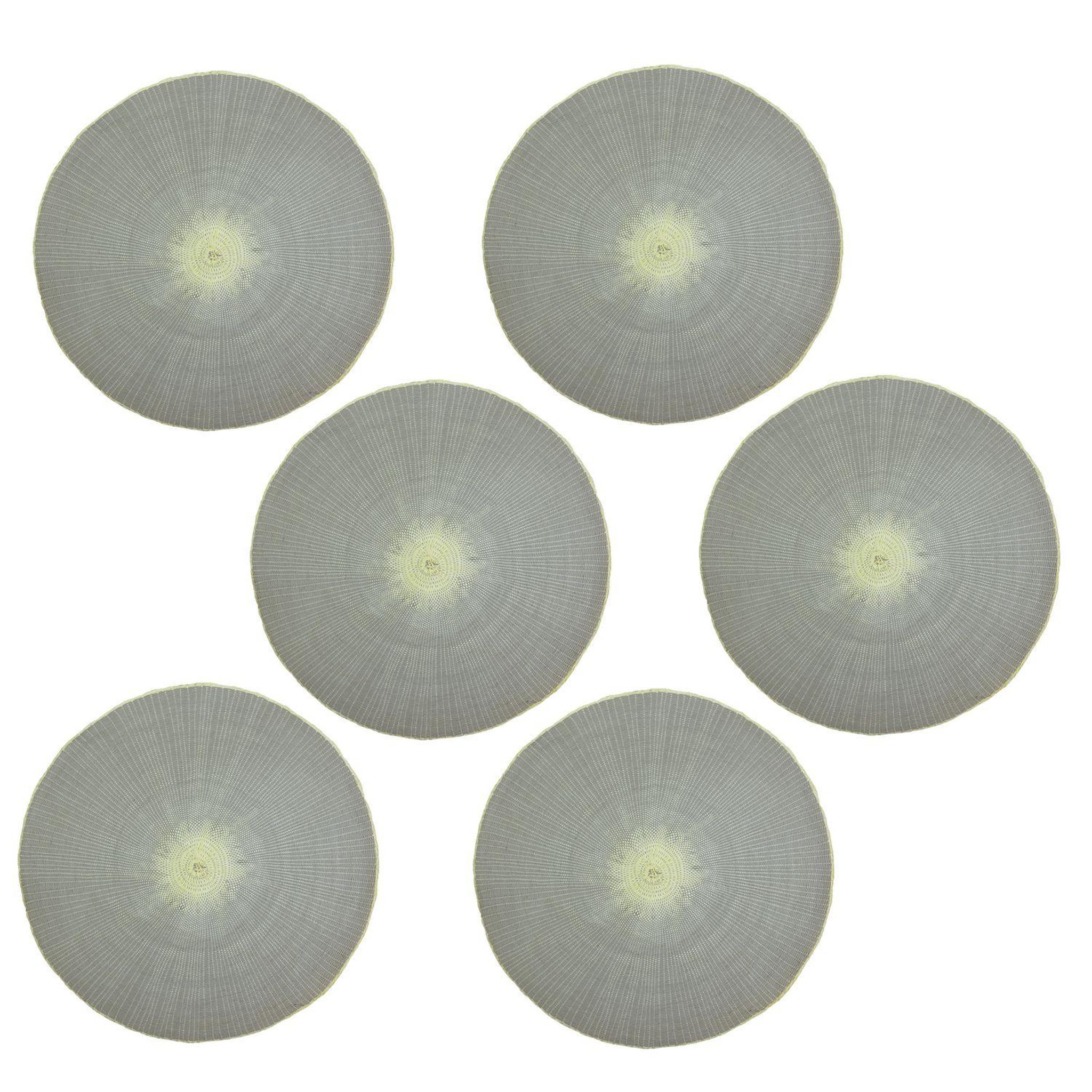 HABITABLE Lot de 6 sets de tables ronds en jute GREGE - Diam. 38 cm - Gris