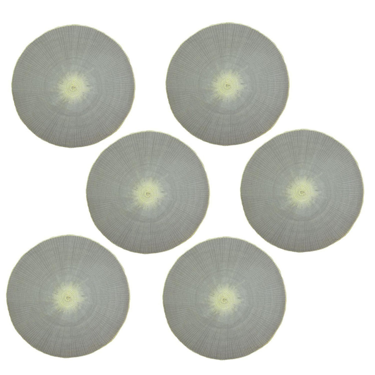 HABITABLE Lot de 6 sets de tables ronds en jute GREGE - Diam. 38 cm - Gris