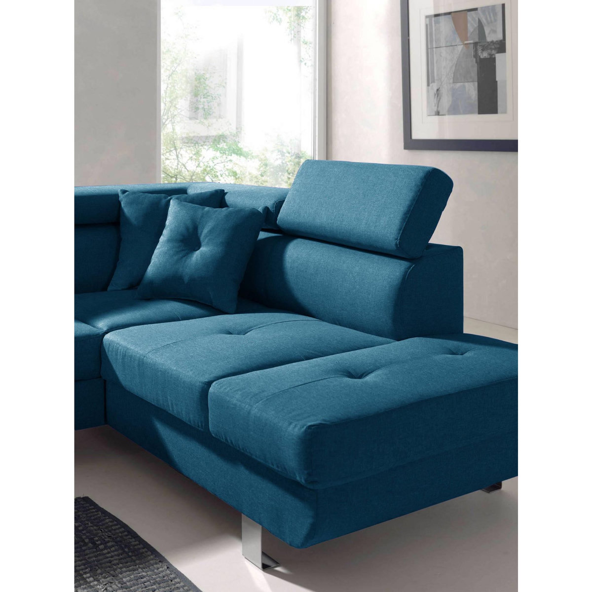 BEST MOBILIER Lisbona - canapé d'angle droit convertible - 5 places - avec têtières