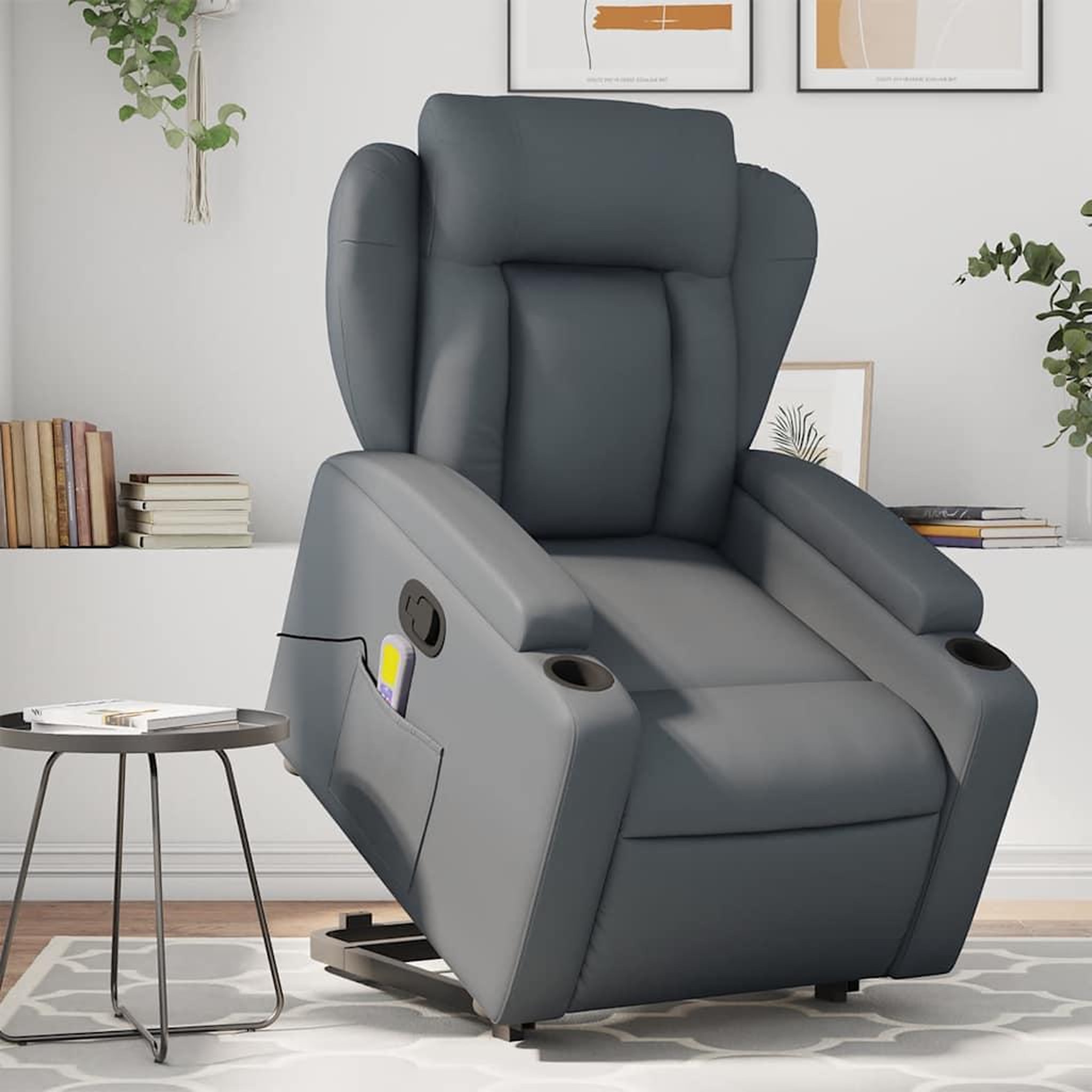 VIDAXL Fauteuil inclinable de massage Gris Similicuir
