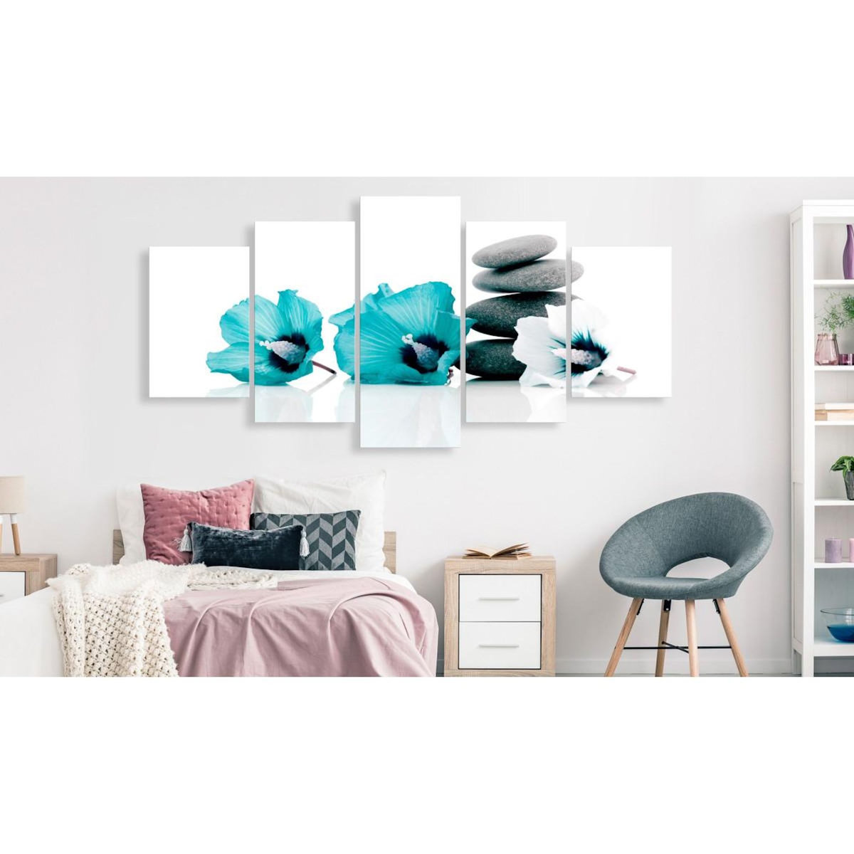 Paris Prix Tableau 5 Panneaux  Calm Mallow Wide Turquoise