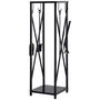 Voir la diapositive 1 : OUTSUNNY Serviteur de cheminée colonne - porte bûches - range bûches multi accessoires dim. 34L x 34l x 111H cm métal noir