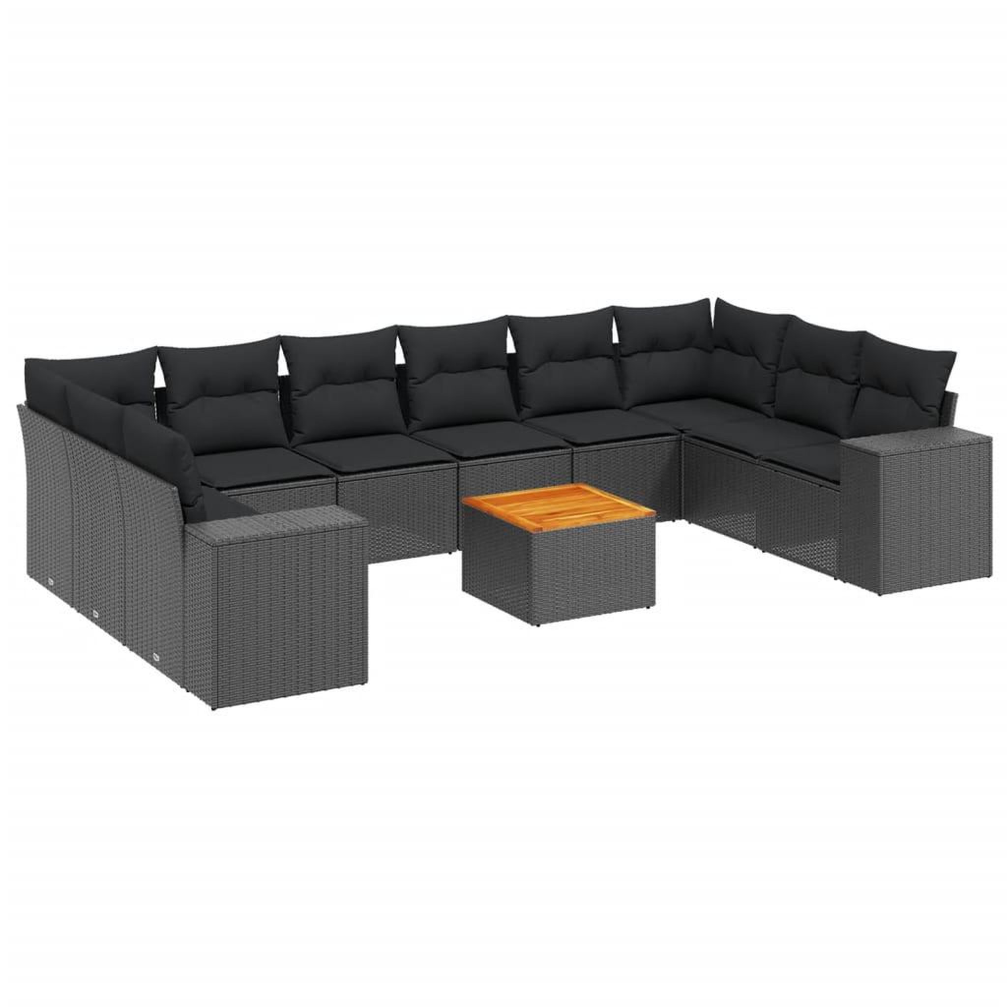 Voir la diapositive 2 : VIDAXL Salon de jardin 11 pcs avec coussins noir resine tressee