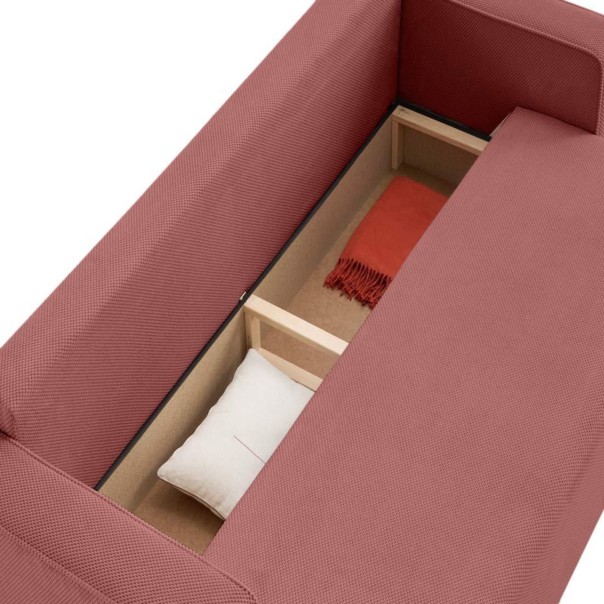Voir la diapositive 3 : BEST MOBILIER Topaze - canapé droit 3 places convertible avec coffre en velours texturé