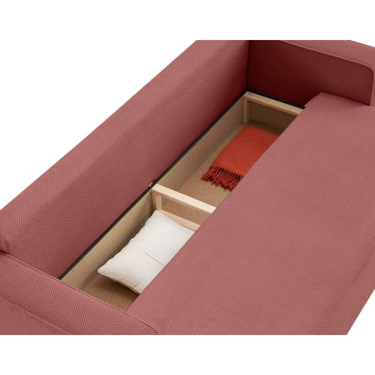 BEST MOBILIER Topaze - canapé droit 3 places convertible avec coffre en velours texturé