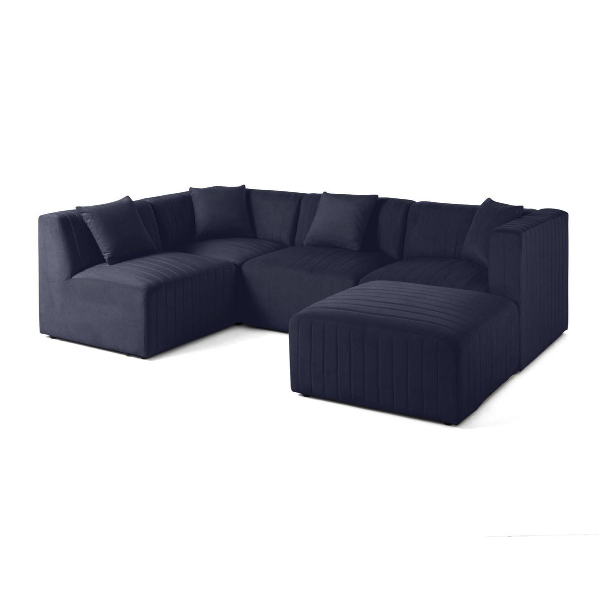 LISA DESIGN Nova - canapé modulable d'angle gauche - 5 places - avec pouf d'appoint - en velours
