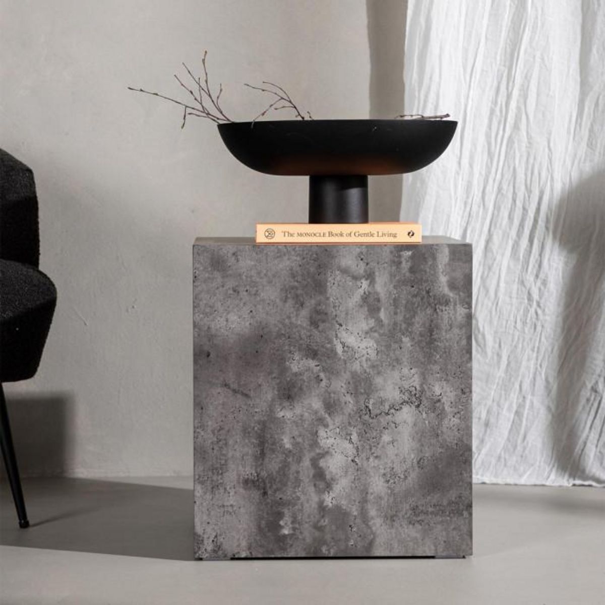 Paris Prix Table d'Appoint Imitation Marbre  York  45cm Gris Foncé