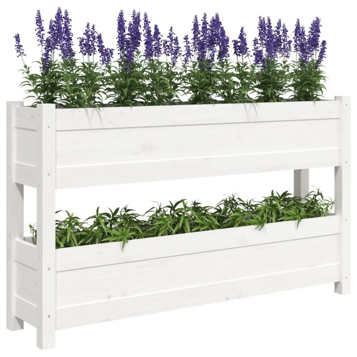 VIDAXL Jardiniere Blanc 112x25x66 cm Bois massif de pin