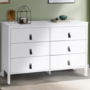 Voir la diapositive 2 : ID MARKET Commode 6 tiroirs MILANO 115 cm bois blanc avec poignée languette noire