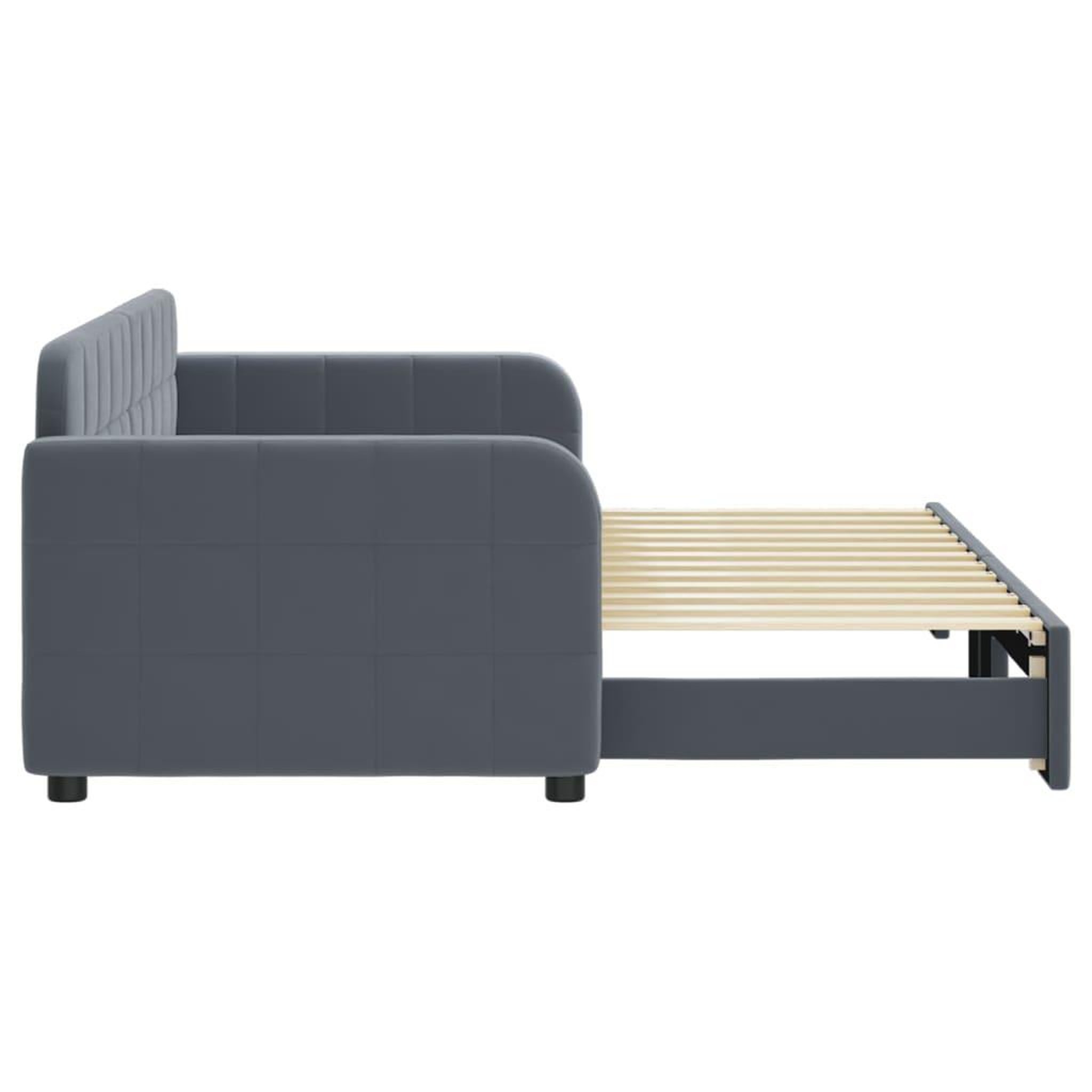 Voir la diapositive 4 : VIDAXL Lit de jour avec gigogne sans matelas gris fonce 80x200 cm