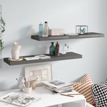 VIDAXL Etagere murale flottante 2 pcs Gris brillant 90x23,5x3,8 cm MDF