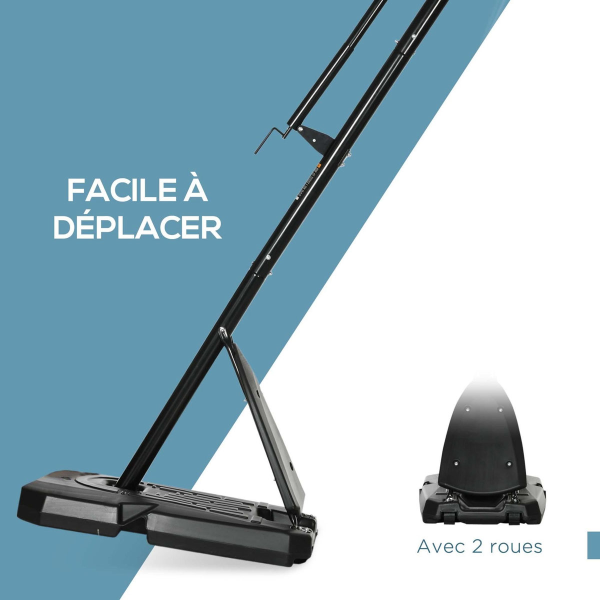 HOMCOM Panier de basket-ball sur pied avec base de lestage sur roulettes hauteur réglable 2,93-3,5 m acier PC noir