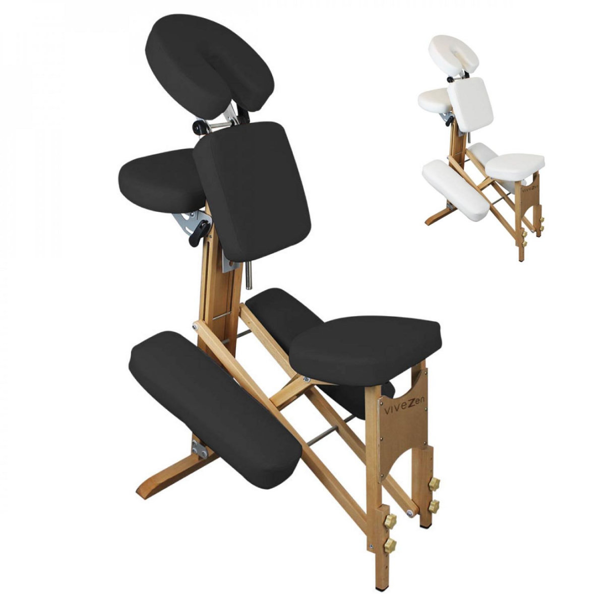 VIVEZEN Chaise de massage en bois pliable avec sac de transport