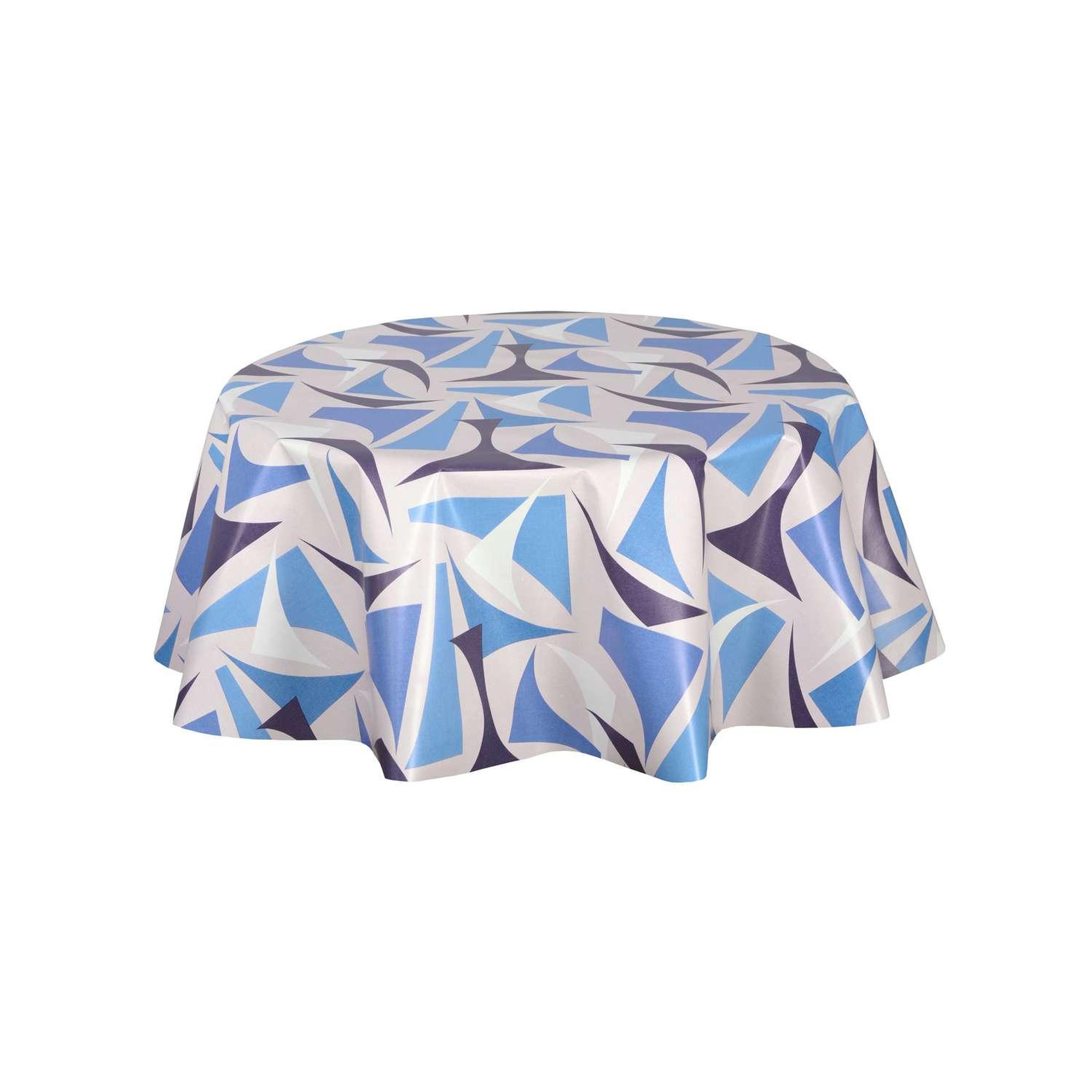 HABITABLE Nappe en toile cirée ronde figu - diam. 135 cm - bleu