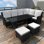 VIDAXL Salon de jardin 4 pcs avec coussins Resine tressee Noir