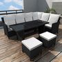 Voir la diapositive 1 : VIDAXL Salon de jardin 4 pcs avec coussins Resine tressee Noir