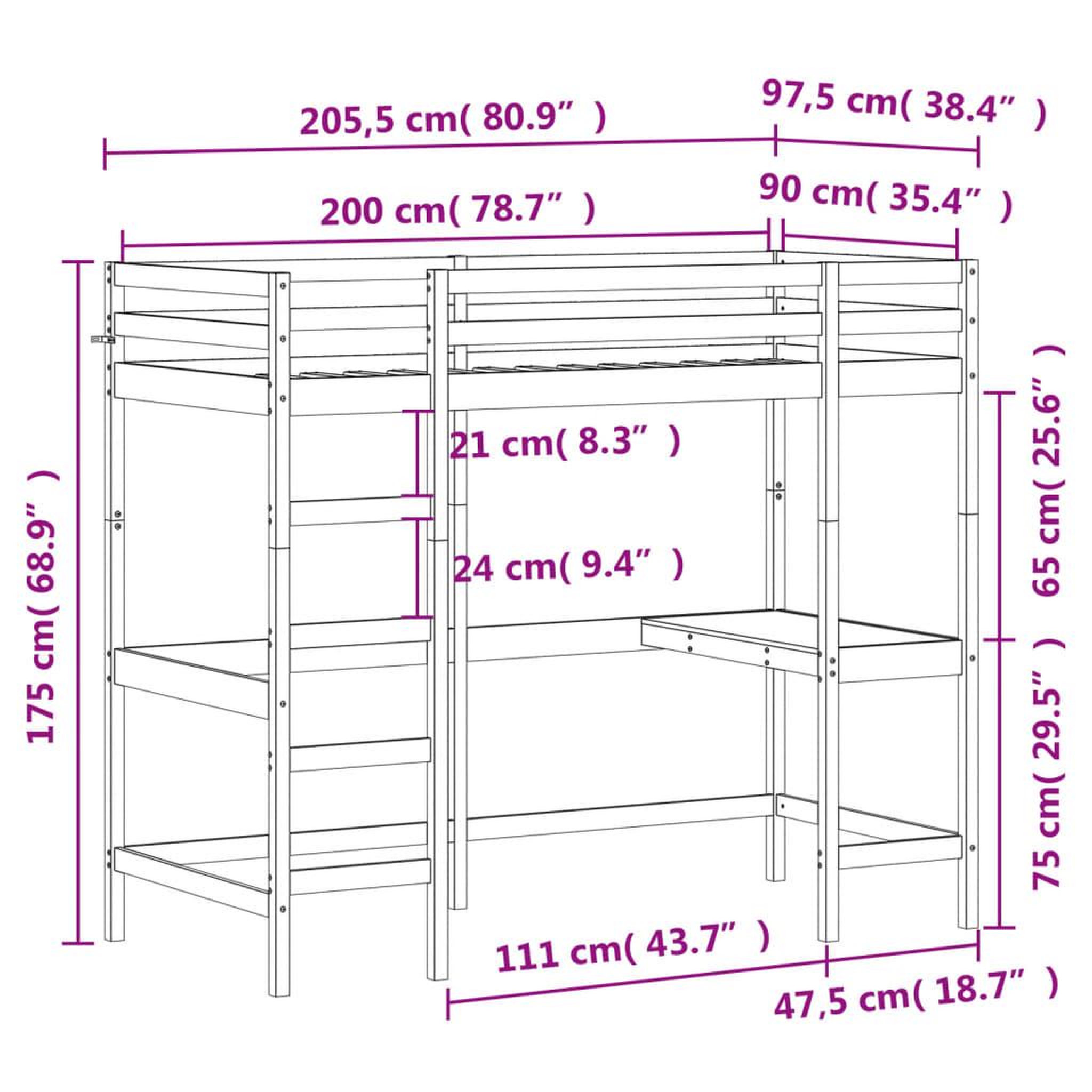 Voir la diapositive 6 : VIDAXL Lit superpose sans matelas cire marron 90x200 cm pin massif