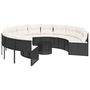 Voir la diapositive 2 : VIDAXL Canape de jardin avec table coussins rond noir resine tressee