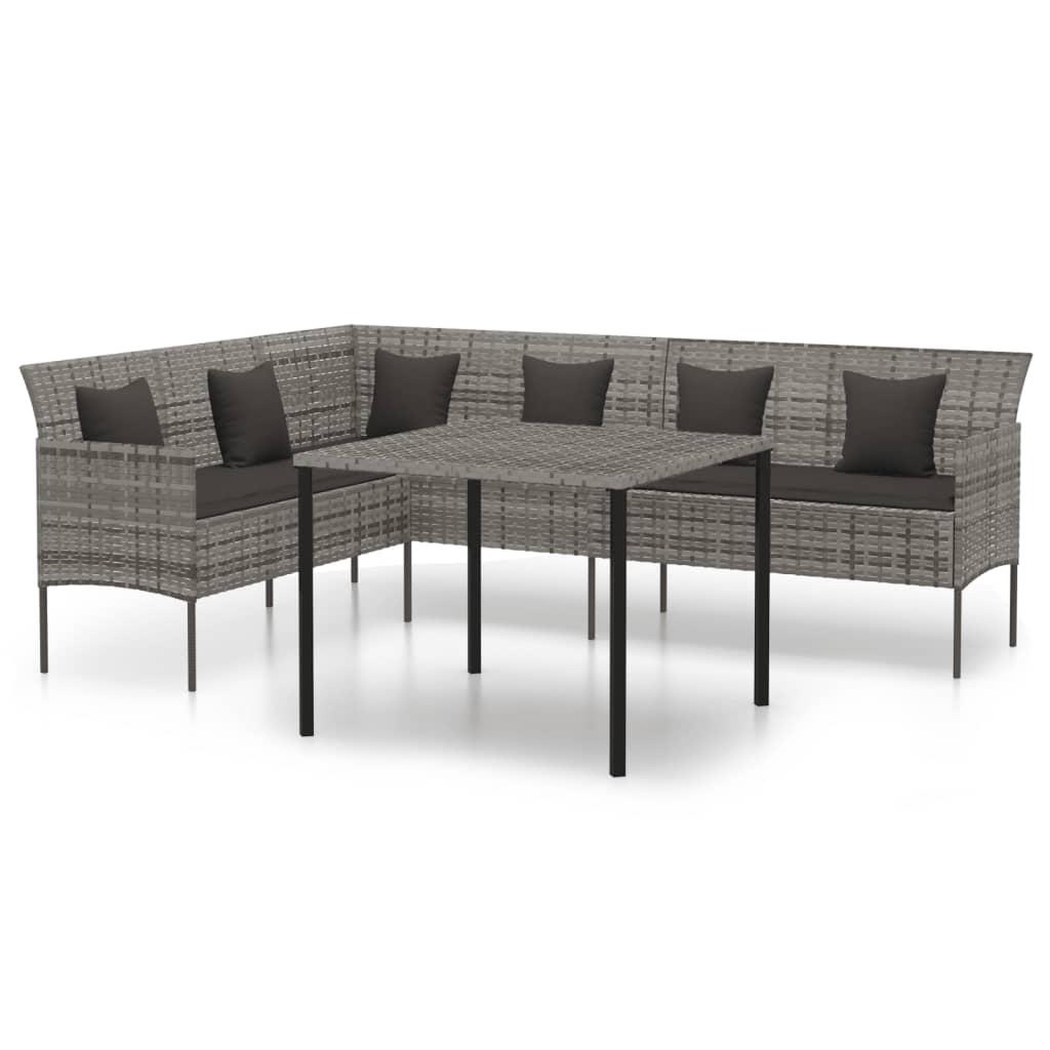 Voir la diapositive 2 : VIDAXL Ensemble a manger de jardin et coussins 2 pcs gris rotin