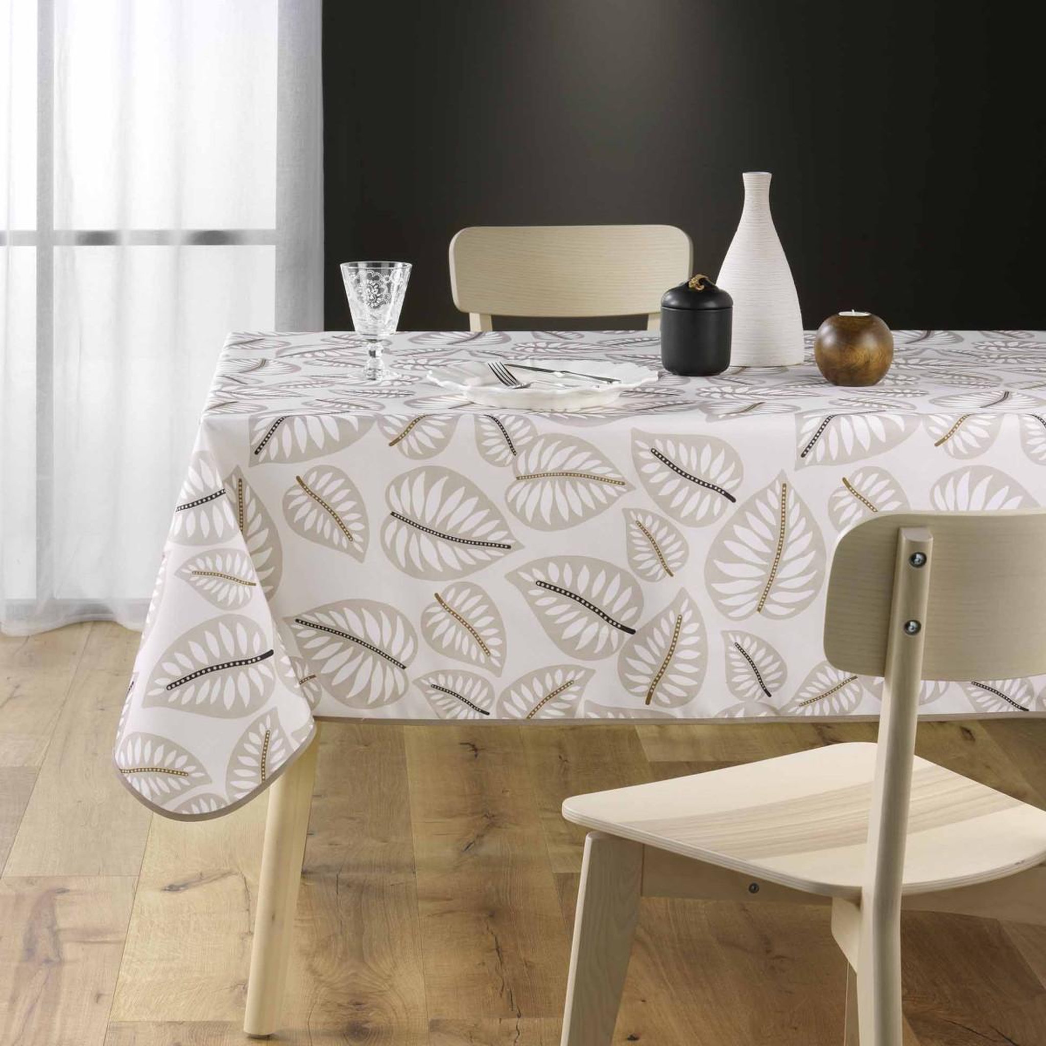 Voir la diapositive 3 : Douceur d'Intérieur Nappe antitache imprimé  alma  150x240cm naturel