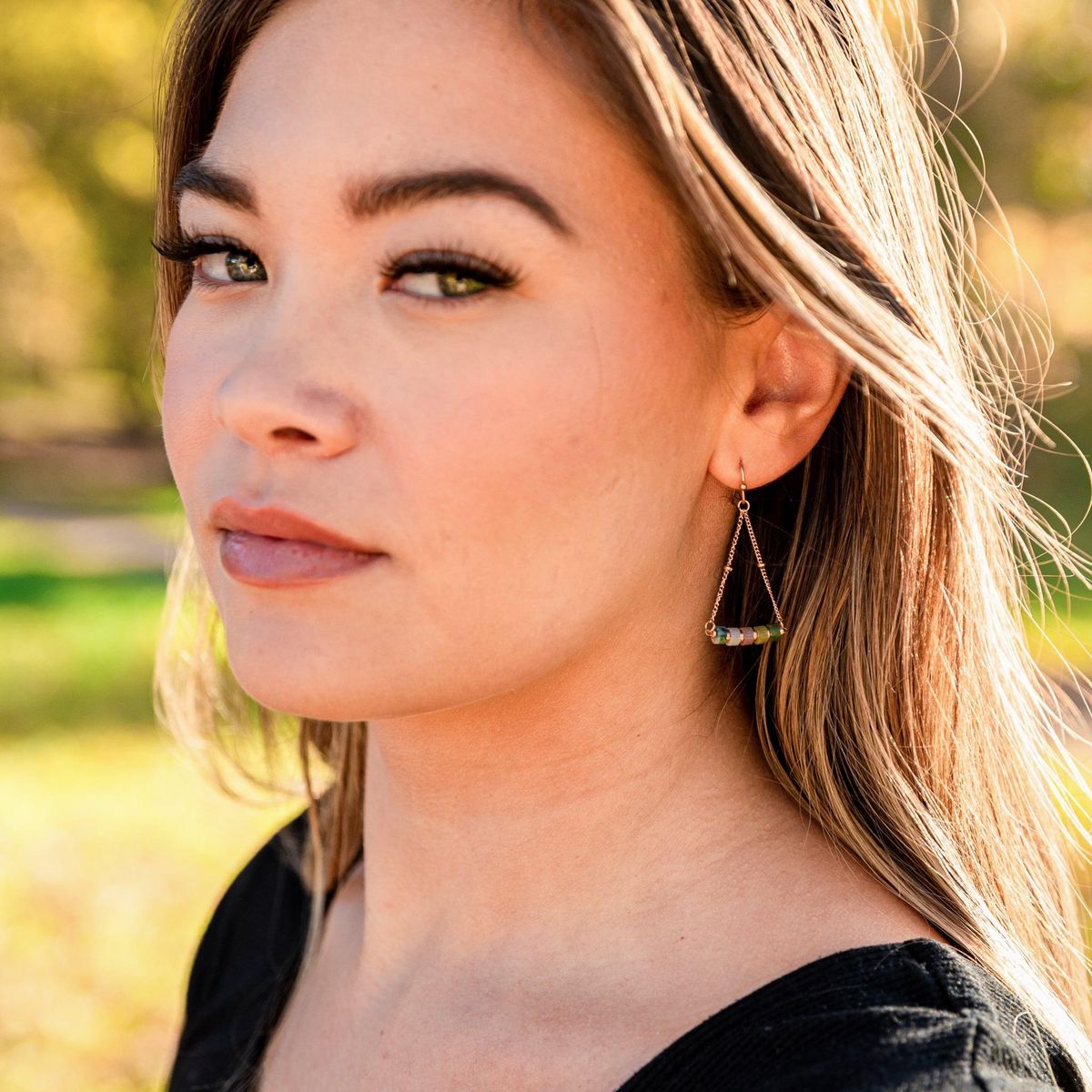 SLOYA Boucles d'oreilles Piana en pierres Agate Aquatique