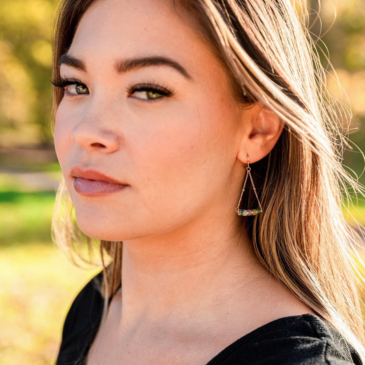 SLOYA Boucles d'oreilles Piana en pierres Agate Aquatique