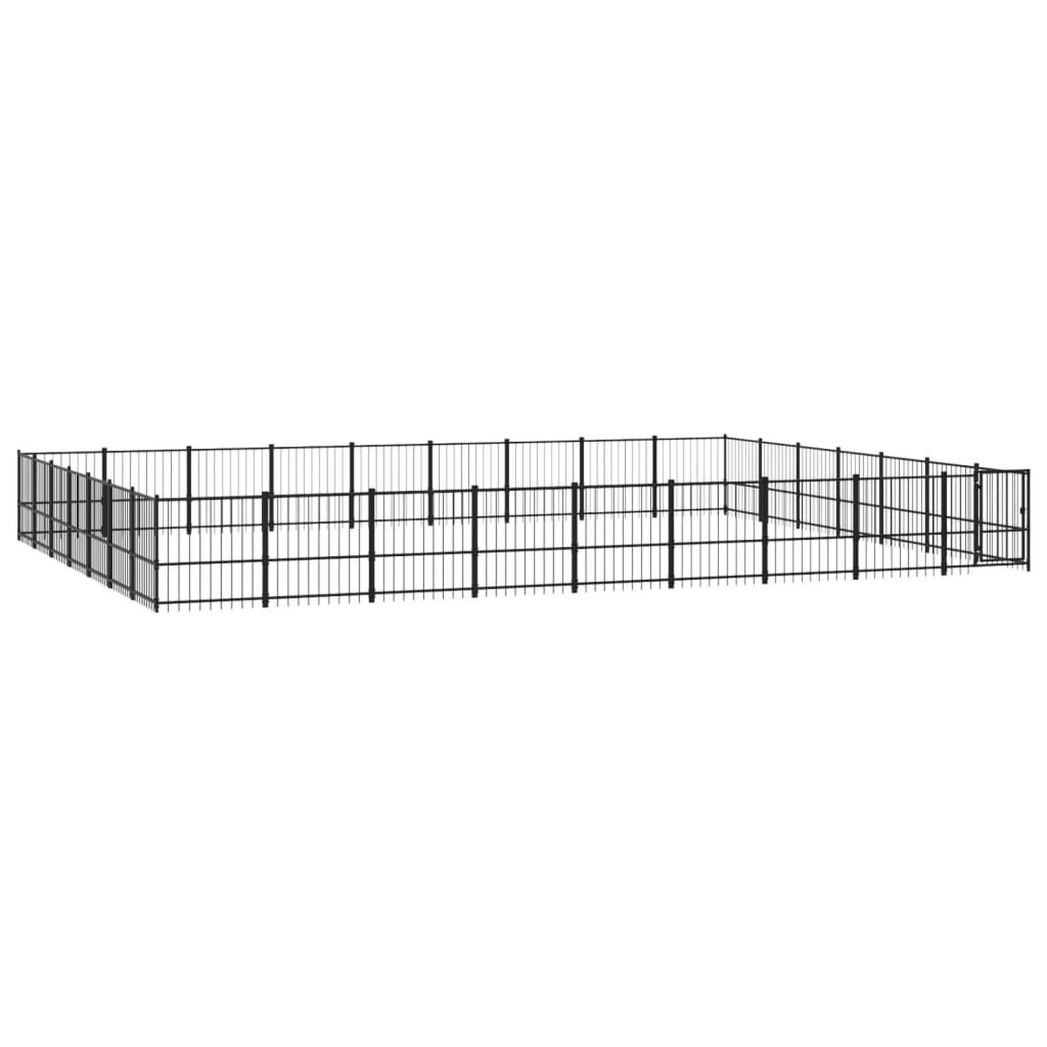 Voir la diapositive 2 : VIDAXL Chenil d'exterieur pour chiens Acier 59,28 m²