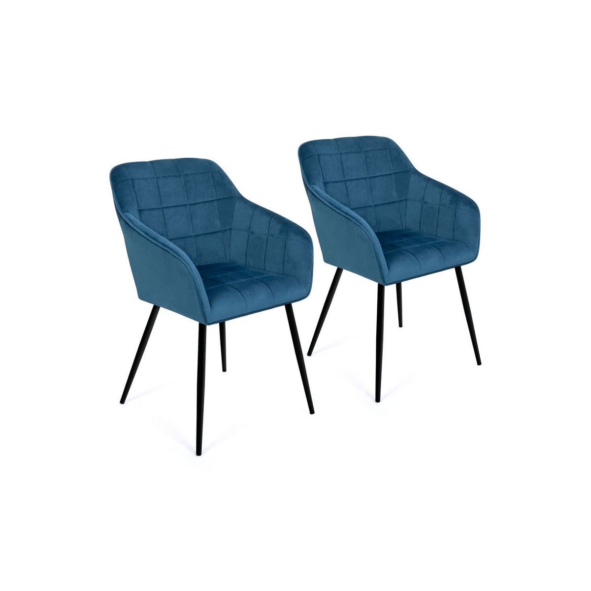 Lot de 2 fauteuils en velours pieds métal LINDA