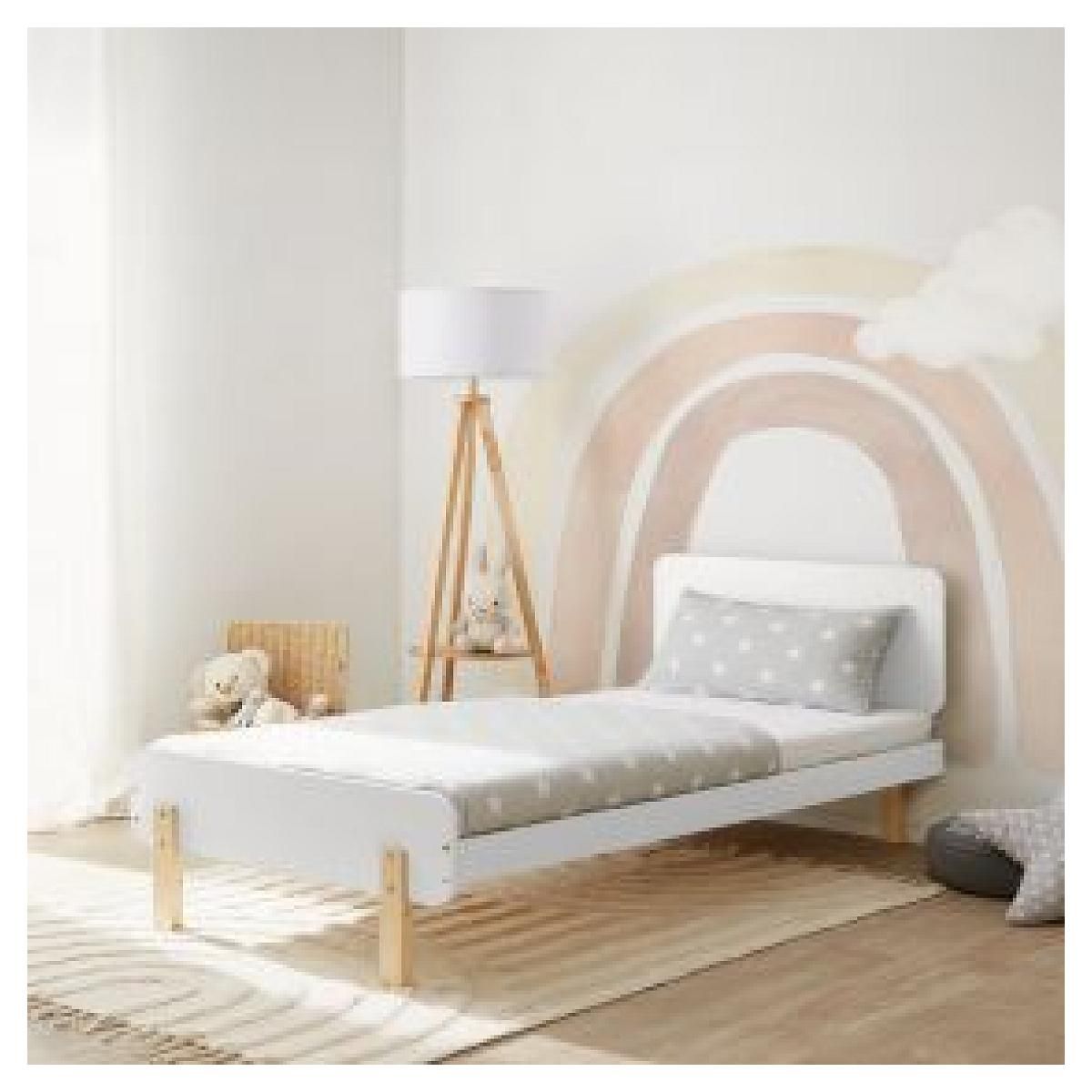HomeStyle4U Lit junior 90x200 blanc Sommier