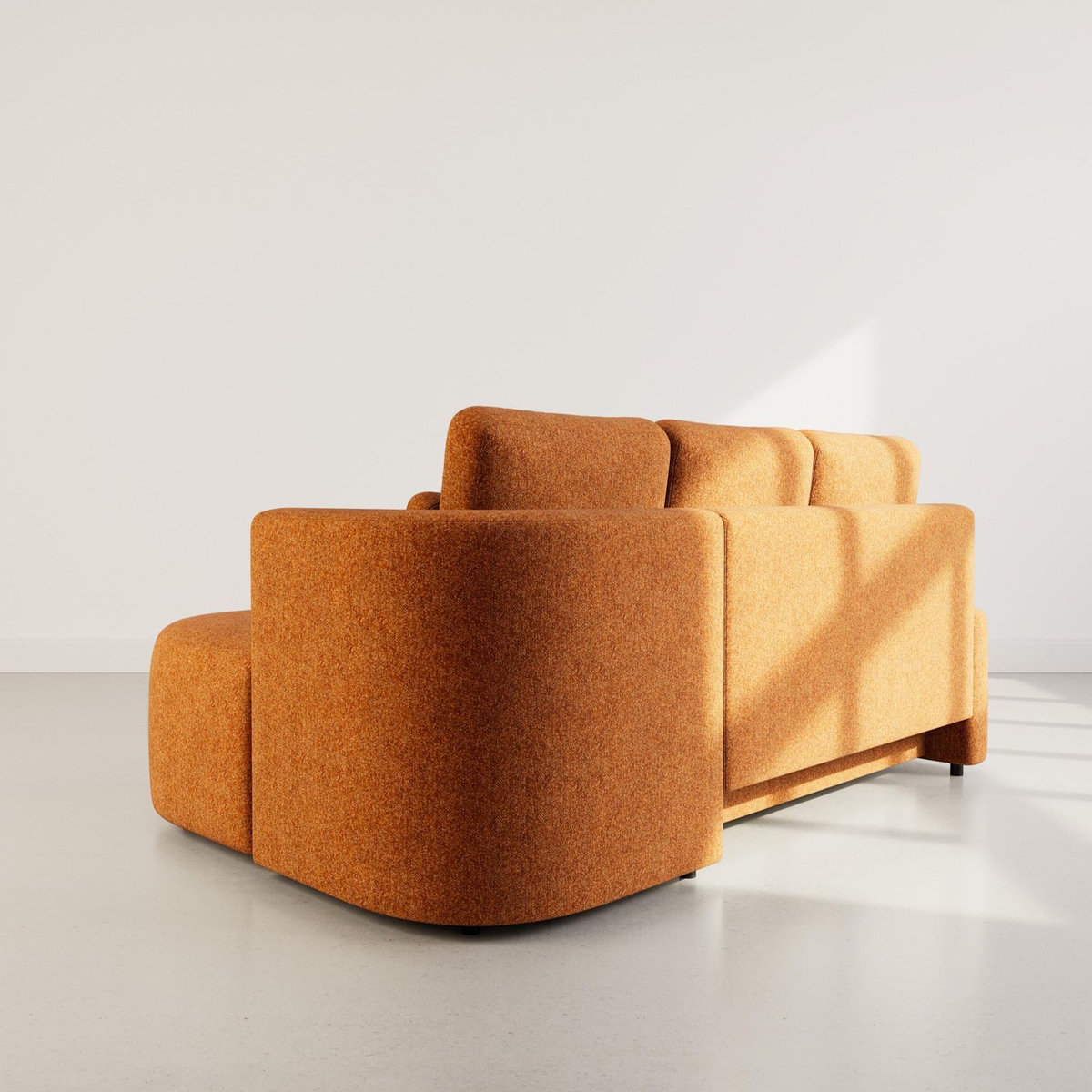 LISA DESIGN Mahina - canapé d'angle droit 4 places convertible avec coffre en tissu texturé