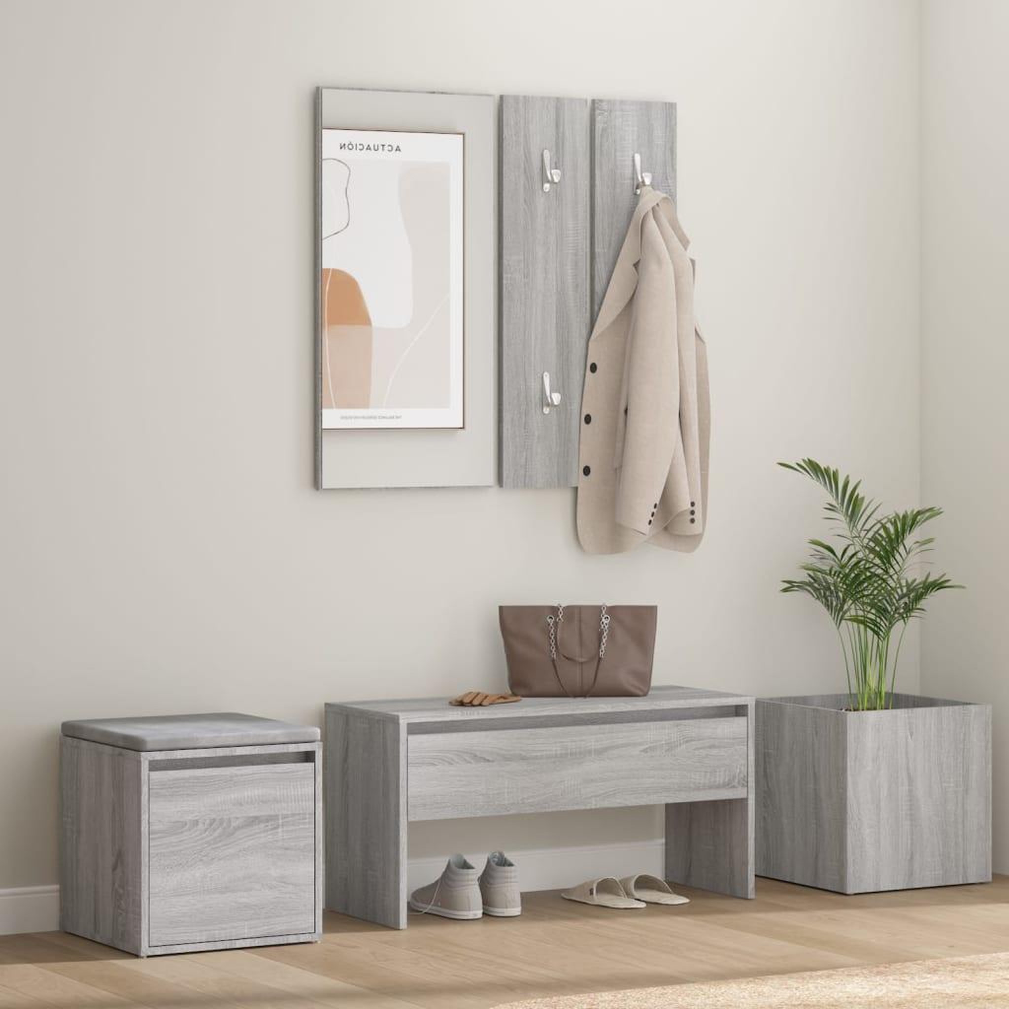 Voir la diapositive 1 : VIDAXL Ensemble de meubles de couloir Sonoma gris Bois d'ingenierie