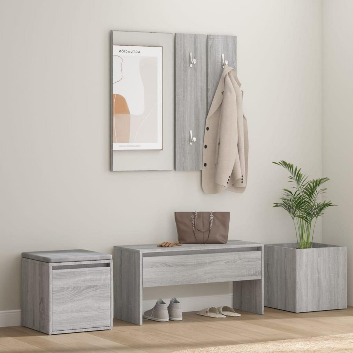 VIDAXL Ensemble de meubles de couloir Sonoma gris Bois d'ingenierie