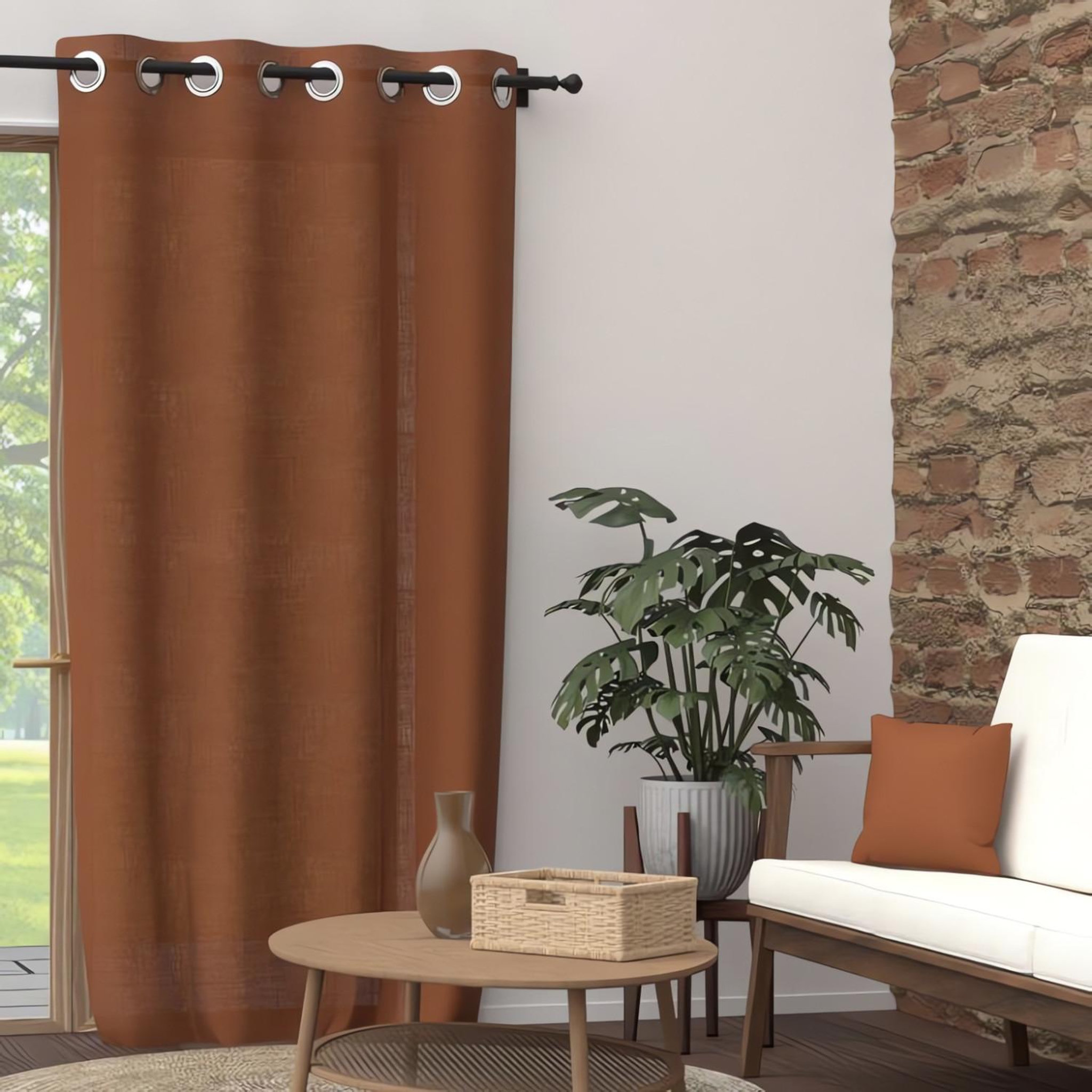 Voir la diapositive 2 : SOLEIL D'OCRE Rideau à oeillets pur coton PANAMA, par Soleil d'Ocre